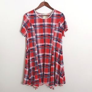 Plaid Dress With Crochet Trim size Medium
